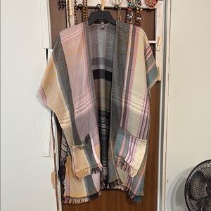 Colorful Striped Shawl with Pockets